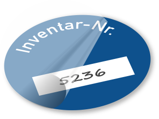 Inventaretikett in blau, Inventar-Nummer 5236